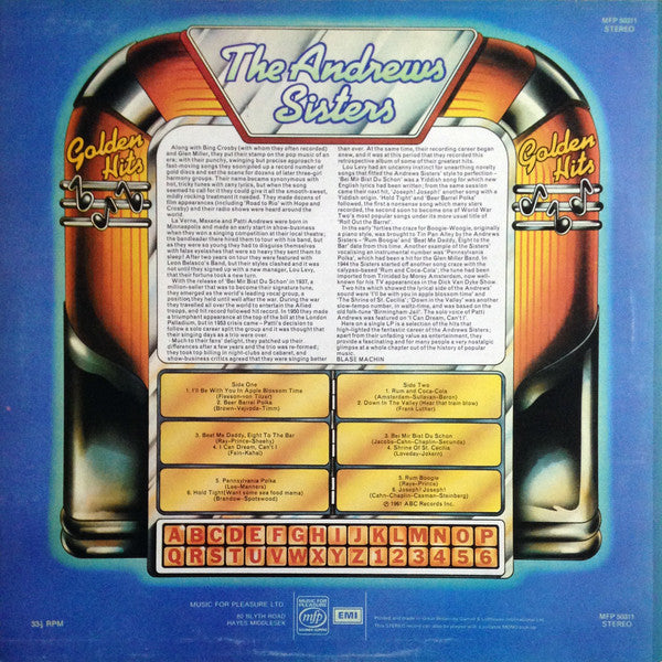 The Andrews Sisters : Golden Hits (LP, Album)