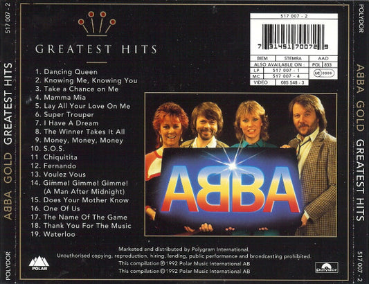 ABBA : Gold (Greatest Hits) (CD, Comp, RM)