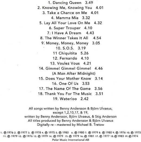 ABBA : Gold (Greatest Hits) (CD, Comp, RM)