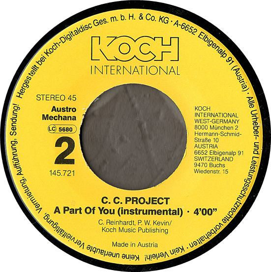C.C. Project : A Part Of You (7", Single)