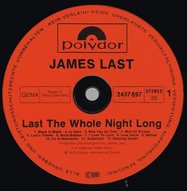 James Last : Last The Whole Night Long (2xLP, Album, Comp, Gat)