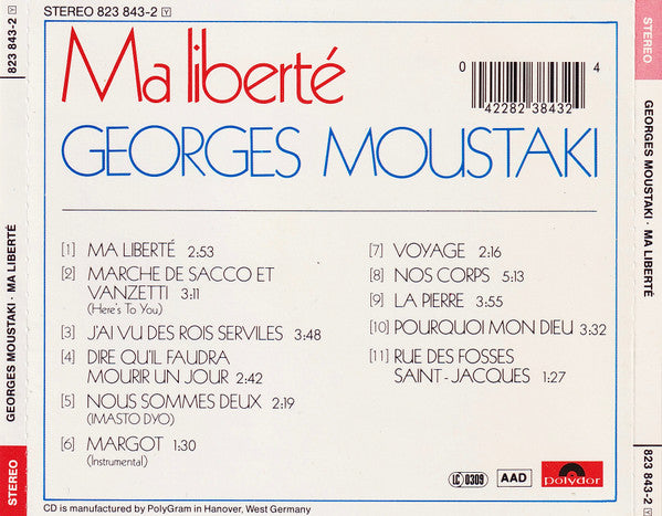 Georges Moustaki : Ma Liberté (CD, Comp)