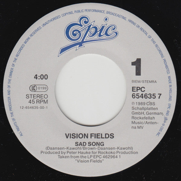 Vision Fields : Sad Song (7", Single)