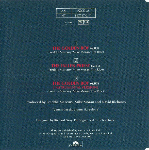 Freddie Mercury & Montserrat Caballé : The Golden Boy (CD, Maxi)
