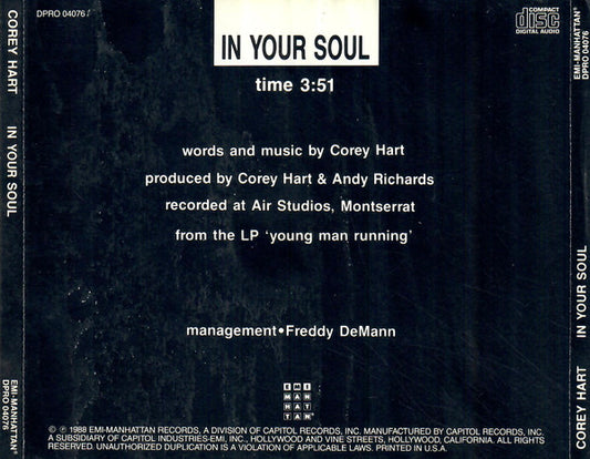 Corey Hart : In Your Soul (CD, Single, Promo)