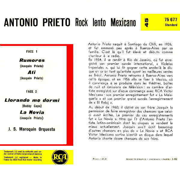 Antonio Prieto : Rock Lento Mexicano (7", EP)