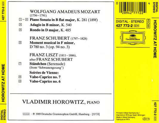 Vladimir Horowitz : Horowitz At Home (CD, Album)