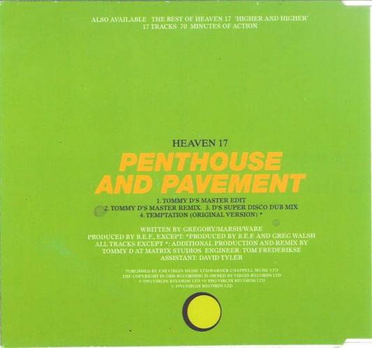 Heaven 17 : Penthouse And Pavement (The Tommy D Remixes) (CD, Maxi)