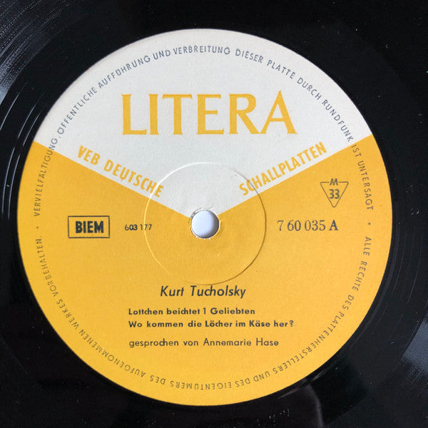Kurt Tucholsky : Lottchen Beichtet 1 Geliebten (10", Mono)