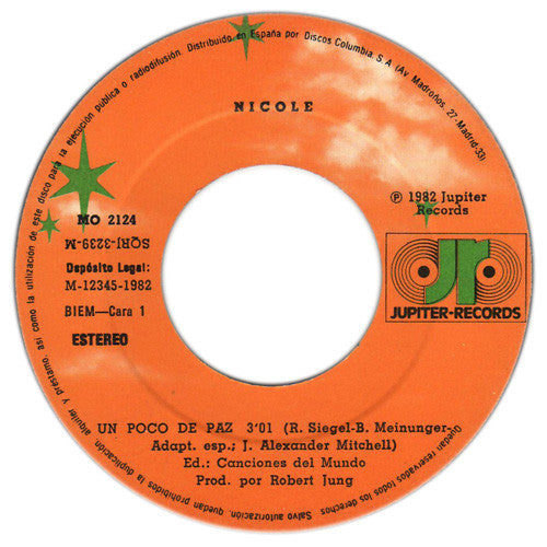 Nicole (2) : Un Poco De Paz   (7", Single)