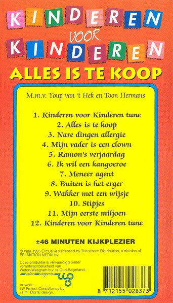 Kinderen voor Kinderen : 12 - Alles Is Te Koop (VHS, PAL)