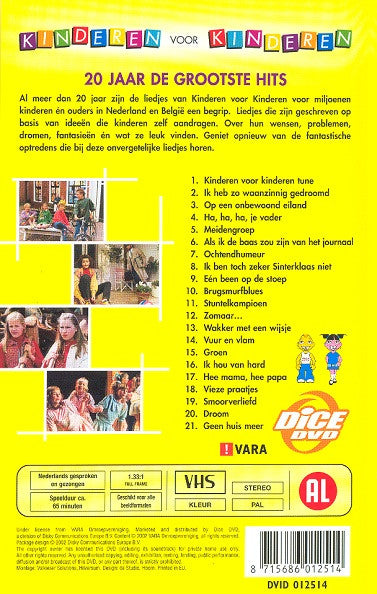 Kinderen Voor Kinderen : 20 Jaar De Grootste Hits (VHS, Comp, PAL)