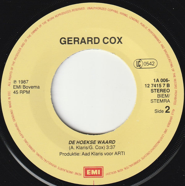 Gerard Cox : Effe Eentje Tussendoor ... (7", Single)