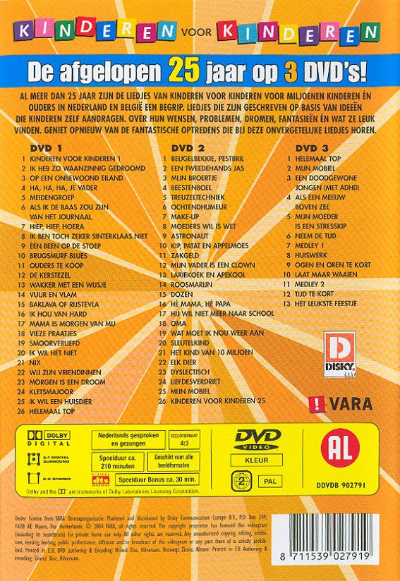 Kinderen voor Kinderen : De Afgelopen 25 Jaar Op 3 DVD's! (3xDVD, Comp, PAL)