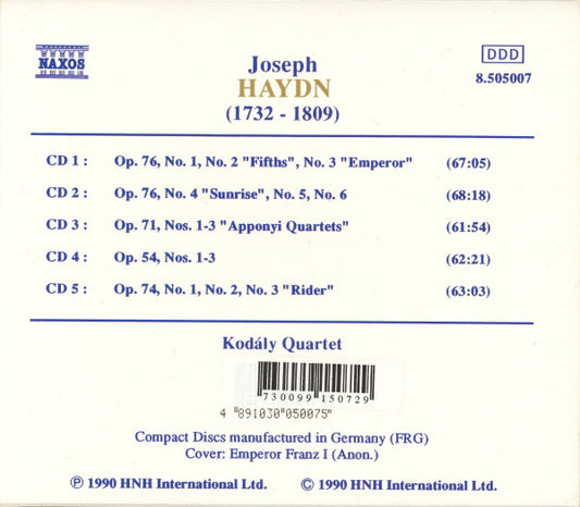 Joseph Haydn - Kodály Quartet : 15 Famous String Quartets (5xCD, Comp)