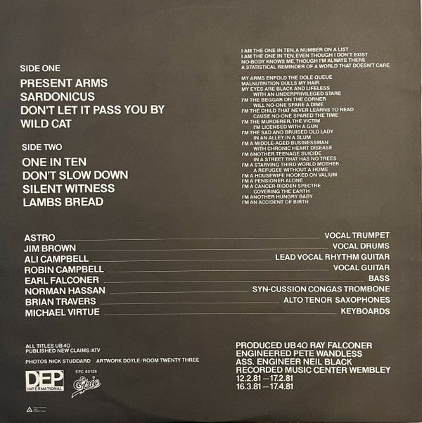 UB40 : Present Arms (LP, Album + 7", Bon)