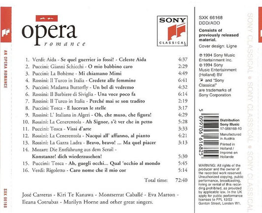 Various : An Opera Romance (Romantische Aria's En Duetten Uit Beroemde Opera's) (CD, Comp)
