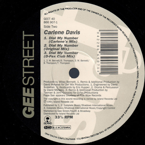Carlene Davis : Dial My Number (12")