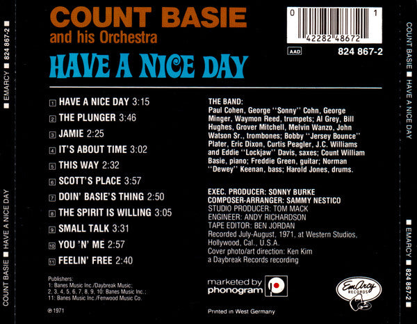 Count Basie : Have A Nice Day (CD, Album, RE)