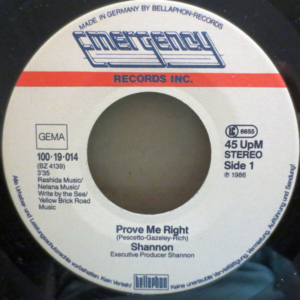 Shannon : Prove Me Right (7", Single)