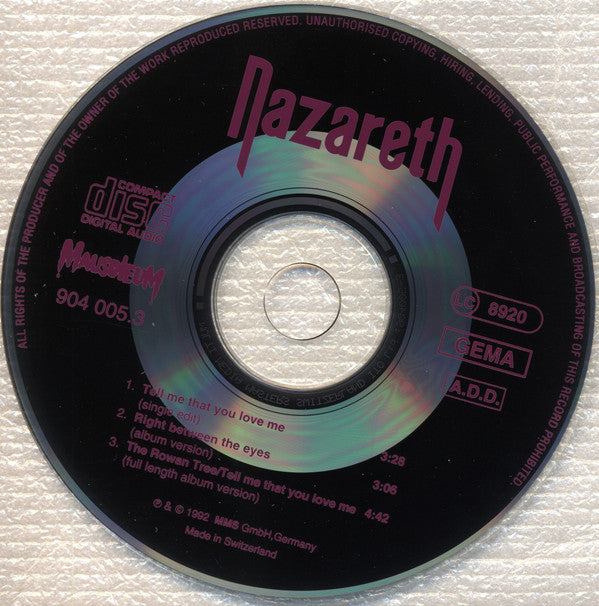 Nazareth (2) : Tell Me That You Love Me (CD, Maxi)