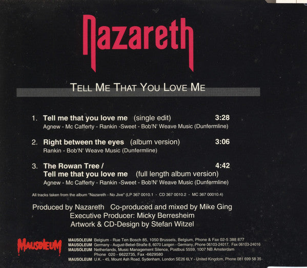 Nazareth (2) : Tell Me That You Love Me (CD, Maxi)