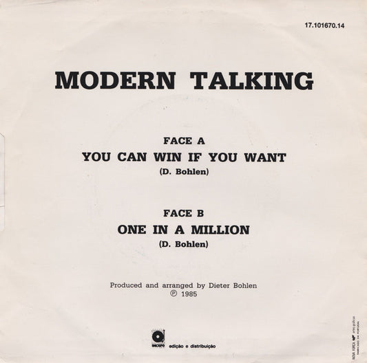 Modern Talking : You Can Win If You Want (Special Dance Version) (7", Single)