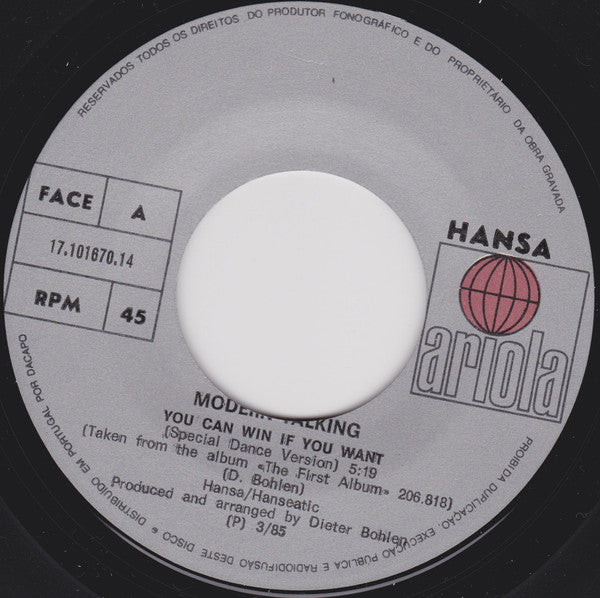 Modern Talking : You Can Win If You Want (Special Dance Version) (7", Single)