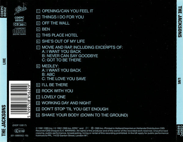 The Jacksons : Live (CD, Album, RE)