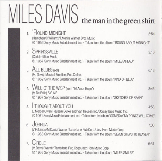 Miles Davis : The Man In The Green Shirt (CD, Comp)