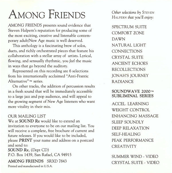 Steven Halpern : Among Friends (Collection I) (CD, Comp)