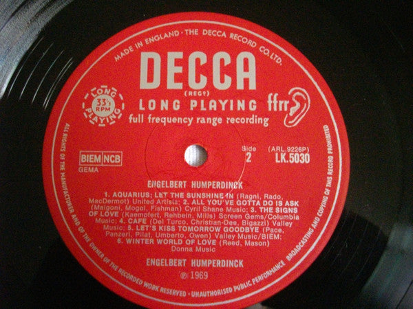 Engelbert Humperdinck : Engelbert Humperdinck (LP, Album, Mono)