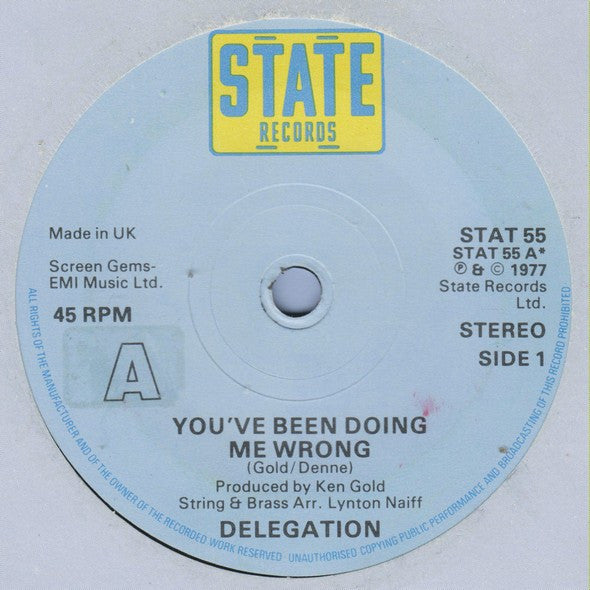 Delegation : You've Been Doing Me Wrong / Baby You're My Mystery (7", Single)