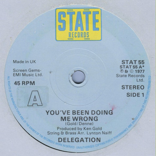 Delegation : You've Been Doing Me Wrong / Baby You're My Mystery (7", Single)