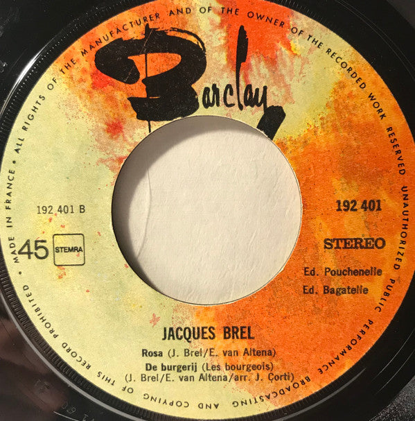 Jacques Brel : Mijn Vlakke Land (7", Maxi, RE)