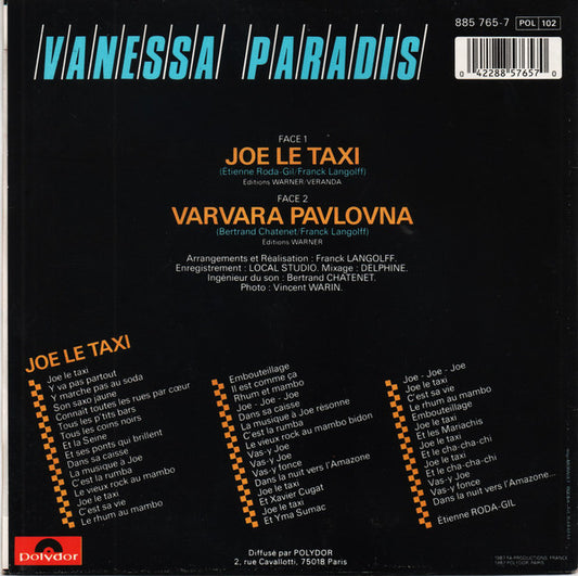Vanessa Paradis : Joe Le Taxi (7", Single, Inj)