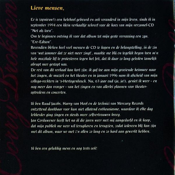 Corry Brokken : Nooit Gedacht (CD, Album)