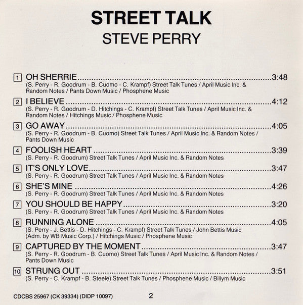 Steve Perry : Street Talk (CD, Album)