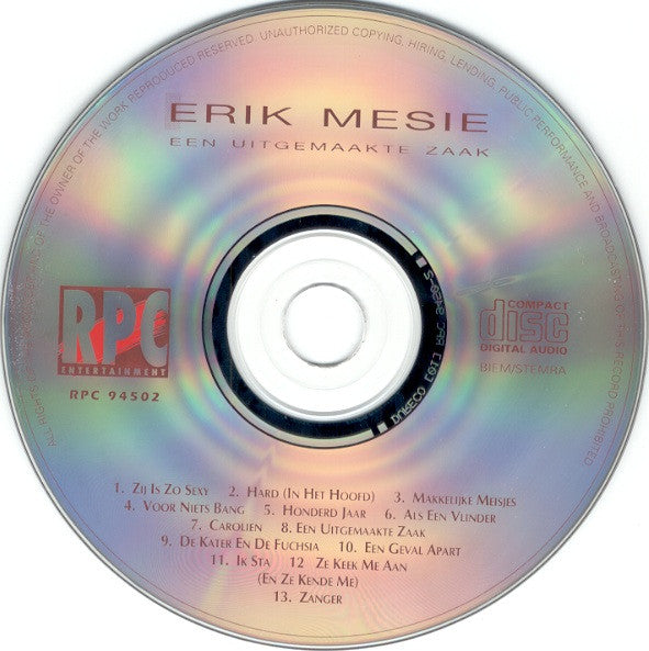 Erik Mesie : Een Uitgemaakte Zaak (CD, Album)