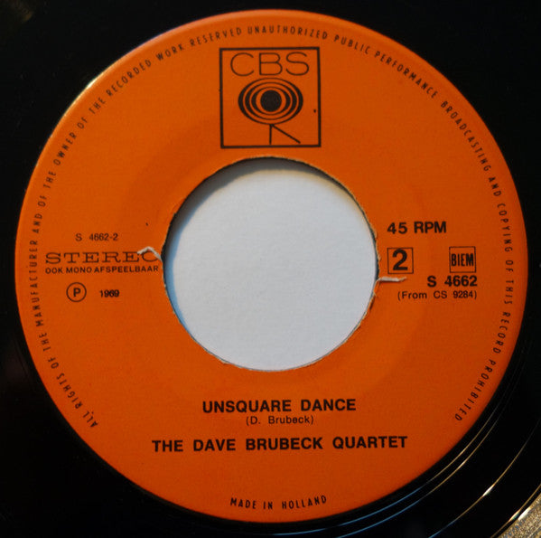 The Dave Brubeck Quartet : Take Five / Unsquare Dance (7", Single, Lar)