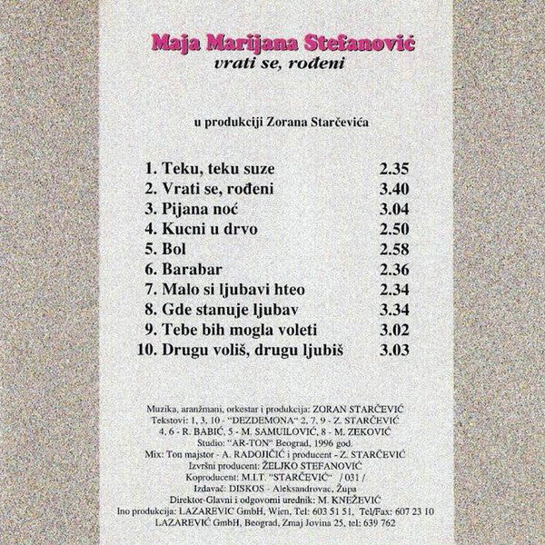 Maja Marijana : Vrati Se, Rođeni (CD, Album)