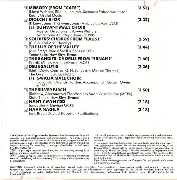 Various : Welsh Male Voice Choirs (CD, Comp)