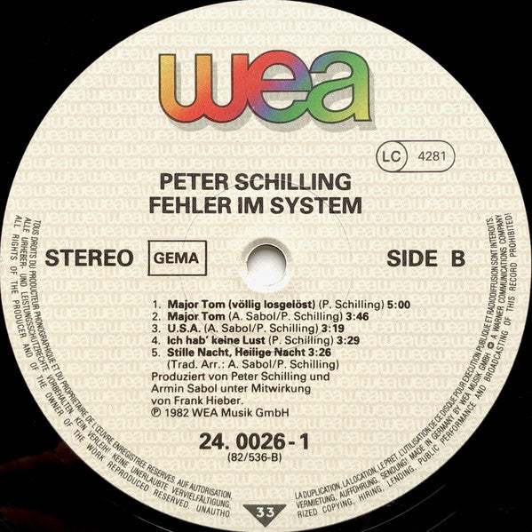 Peter Schilling : Fehler Im System (LP, Album)