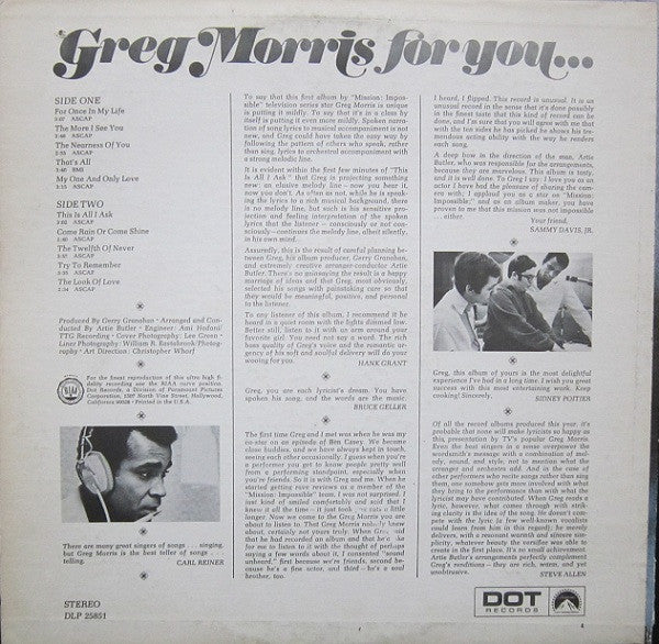 Greg Morris (3) : For You... (LP, Album)