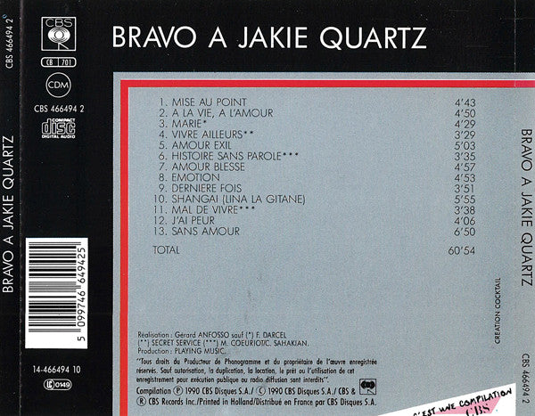 Jakie Quartz : Bravo A Jakie Quartz (CD, Comp)
