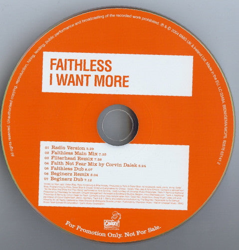 Faithless : I Want More (CD, Single, Promo)