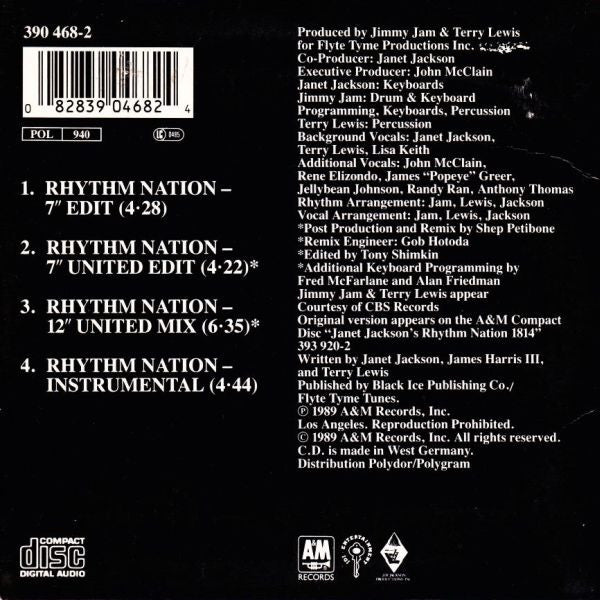 Janet Jackson : Rhythm Nation (CD, Single, Car)