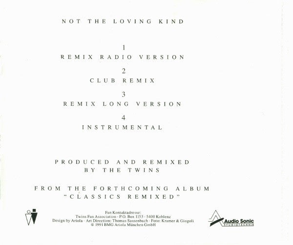 The Twins : Not The Loving Kind (Remixed) (CD, Maxi)
