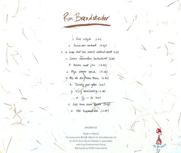 Ron Brandsteder : Alleen Met Jou (CD, Album)