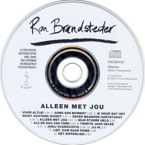 Ron Brandsteder : Alleen Met Jou (CD, Album)